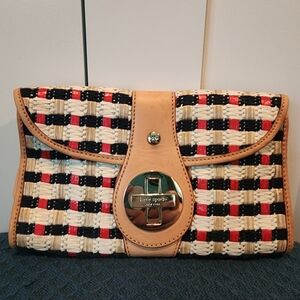 Kate Spade Raffia and Leather clutch